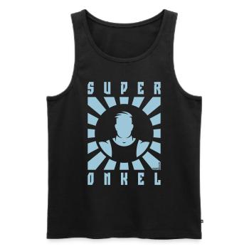Super Onkel (Superonkel / Strahlen / White) - Männer Premium Bio Tank Top - Schwarz - Vorne - Michal (187cm)