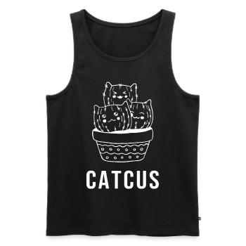 Catcus cats cat cool funny funny cactus - Men's Premium Organic Tank Top - black - Front - AI Model Male 178 light (178cm)