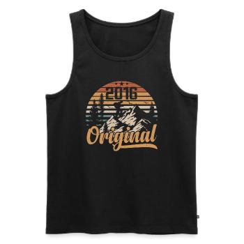 Original 2016 Retro 2016 Jahrgang 2016 Jubiläum - Männer Premium Bio Tank Top - Schwarz - Vorne - Michal (187cm)