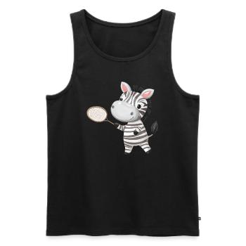 Zebra plays tennis and badminton, athletic tie - Men's Premium Organic Tank Top - black - Front - Michal (187cm)