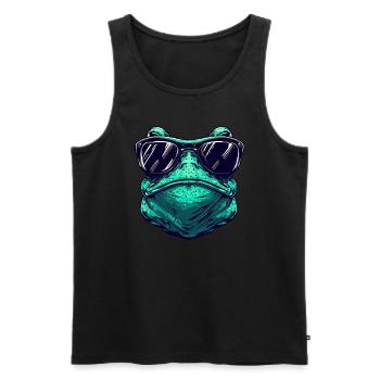 Cool frog with sunglasses – Animal - Men's Premium Organic Tank Top - black - Front - AI Model Male 178 light (178cm)