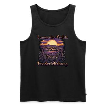 Lavender fields in Fredericksburg, Texas near Sonnen - Men's Premium Organic Tank Top - black - Front - AI Model Male 178 light (178cm)