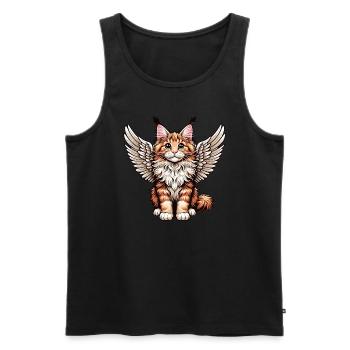 Maine Coon Cat - Cute Angel with Wings - Men's Premium Organic Tank Top - black - Front - AI Model Male 178 light (178cm)