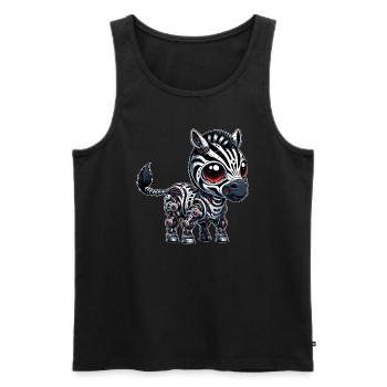 Cyborg Zebra: Roboter mit Roten Augen - Männer Premium Bio Tank Top - Schwarz - Vorne - AI Model Male 178 light (178cm)