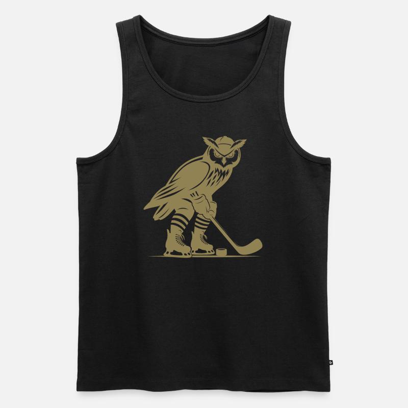Eule Eishockey Nachtsport Design - Männer Premium Bio Tank Top - Schwarz