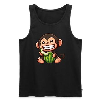 Affe Schimpanse Melone Wassermelone Honigmelone - Männer Premium Bio Tank Top - Schwarz - Vorne - AI Model Male 178 light (178cm)