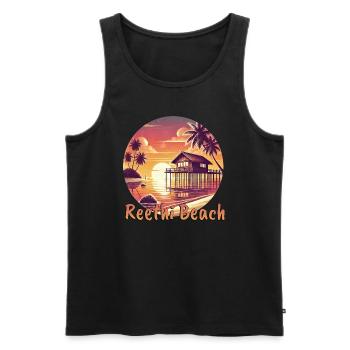 Reethi Beach Maldives Sunset Paradise - Men's Premium Organic Tank Top - black - Front - Michal (187cm)