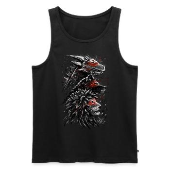 Dragon Wolf Lion - Drache Wolf Löwe - Männer Premium Bio Tank Top - Schwarz - Vorne - AI Model Male 178 light (178cm)