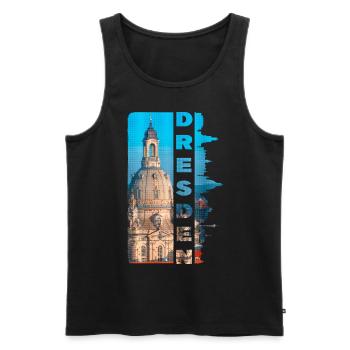 Dresde Allemagne Ville Skyline Accueil Amour - Débardeur bio Premium Homme - noir - Devant - AI Model Male 178 light (178cm)