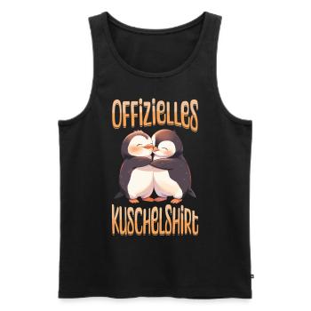 Chemise Officielle Câlin Pingouins Amour Coeur Mignon - Débardeur bio Premium Homme - noir - Devant - AI Model Male 178 light (178cm)