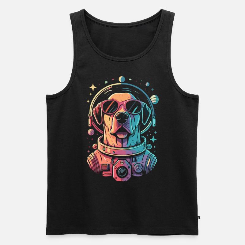 Chemise Labrador de l’espace rétro oeuvre colorée - Débardeur bio Premium Homme - noir