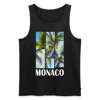 Monaco France Été Palmiers Plage Mer - Débardeur bio Premium Homme - noir - Devant - Michal (187cm)