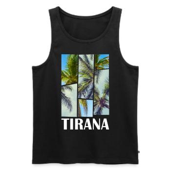 Tirana Tirane Albania Summer Palm Trees Beach Sea - Men's Premium Organic Tank Top - black - Front - Michal (187cm)