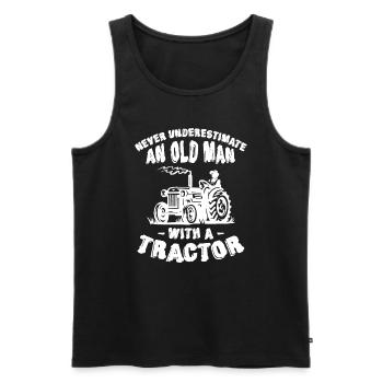 Never Underestimate An Old Man With A Tracto - Men's Premium Organic Tank Top - black - Front - Michal (187cm)