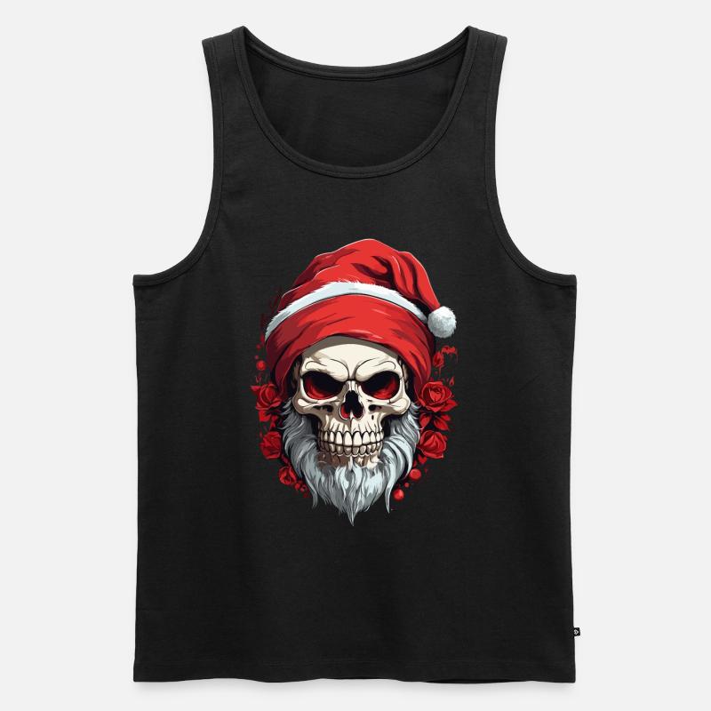 Festlicher Schädel-Weihnachtsmann - Männer Premium Bio Tank Top - Schwarz