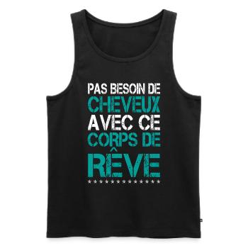 Pas besoin de cheveux avec ce corps de rêve - Débardeur bio Premium Homme - noir - Devant - AI Model Male 178 light (178cm)