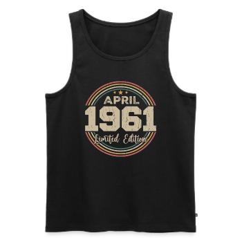 Avril 1961 Cadeau D'anniversaire Avril 1961 Retro - Débardeur bio Premium Homme - noir - Devant - Michal (187cm)