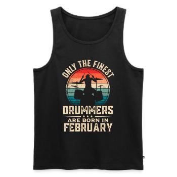 Schlagzeuger Geboren im Februar Geburtstag Schlagzeuger - Männer Premium Bio Tank Top - Schwarz - Vorne - AI Model Male 178 light (178cm)