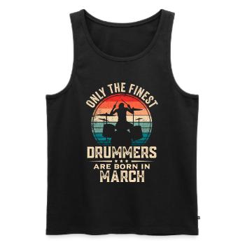 Schlagzeuger Geboren im März Geburtstag Schlagzeuger - Männer Premium Bio Tank Top - Schwarz - Vorne - AI Model Male 178 light (178cm)