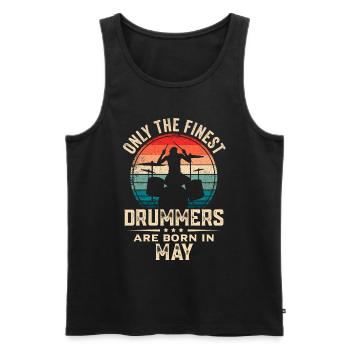 Schlagzeuger Geboren im Mai Geburtstag Schlagzeuger - Männer Premium Bio Tank Top - Schwarz - Vorne - AI Model Male 178 light (178cm)