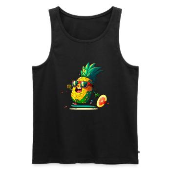 Funny pineapple skating - Men's Premium Organic Tank Top - black - Front - AI Model Male 178 light (178cm)