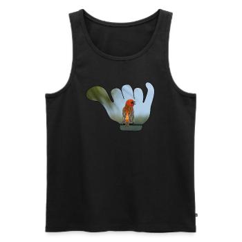 Shaka Surf und Livestyle Gruß, little bird Edition - Männer Premium Bio Tank Top - Schwarz - Vorne - Michal (187cm)