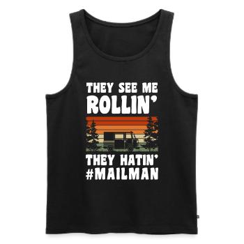 Postman Parcel service Letter deliverer Mailbox - Men's Premium Organic Tank Top - black - Front - AI Model Male 178 light (178cm)