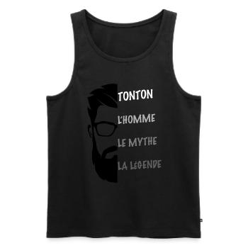Tonton L'Homme Cadeau Citation Oncle - Débardeur bio Premium Homme - noir - Devant - AI Model Male 178 light (178cm)