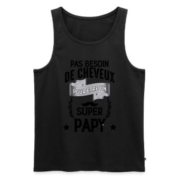 Super Papy Sans Cheveux Cadeau Drôle Grand-Père - Débardeur bio Premium Homme - noir - Devant - Michal (187cm)