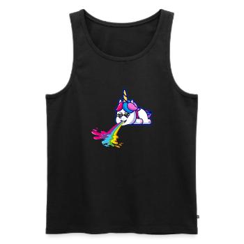 Puking Unicorn,Unicorn,Cool,Rainbow,Retro - Men's Premium Organic Tank Top - black - Front - AI Model Male 178 light (178cm)