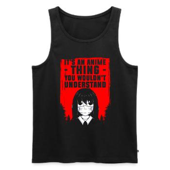 Anime Japon Kanji - Débardeur bio Premium Homme - noir - Devant - AI Model Male 178 light (178cm)