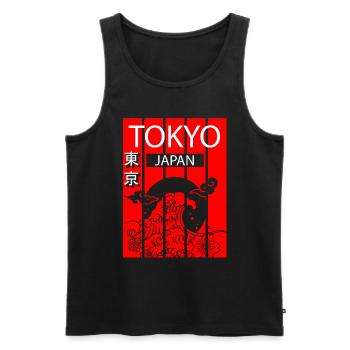 Tokyo Manga Ville Art - Débardeur bio Premium Homme - noir - Devant - AI Model Male 178 light (178cm)