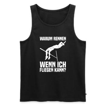Hochsprung - Warum rennen wenn ich fliegen kann - Männer Premium Bio Tank Top - Schwarz - Vorne - AI Model Male 178 light (178cm)