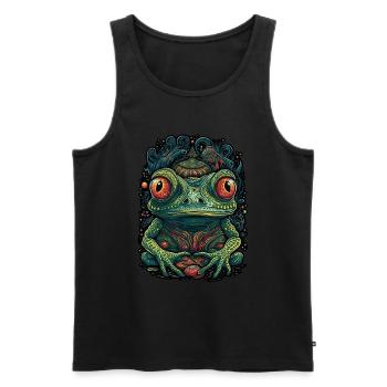 Trippy Frog - Psychedelic Motif - Men's Premium Organic Tank Top - black - Front - AI Model Male 178 light (178cm)