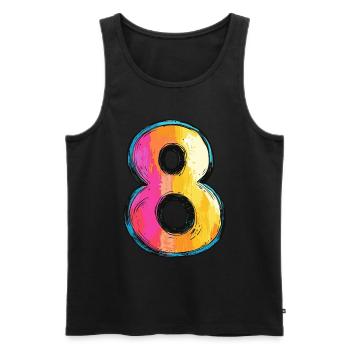 8 Numéro Coloré - Débardeur bio Premium Homme - noir - Devant - Michal (187cm)