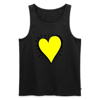Herz gelb Geschenkidee Liebe Sonne - Männer Premium Bio Tank Top - Schwarz - Vorne - Michal (187cm)