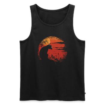 Lémurien Lémurien catta Lémur de Madagascar - Débardeur bio Premium Homme - noir - Devant - AI Model Male 178 light (178cm)