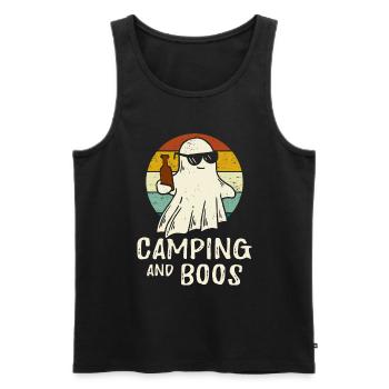 Camping und Boos Halloween Geist Bier Party - Männer Premium Bio Tank Top - Schwarz - Vorne - AI Model Male 178 light (178cm)