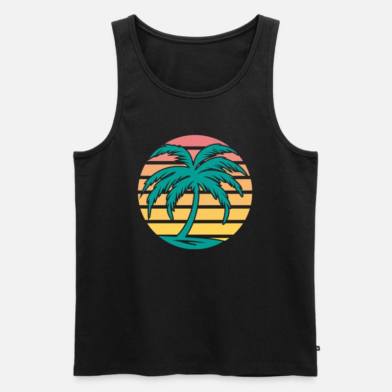 Retro Palme - Männer Premium Bio Tank Top - Schwarz