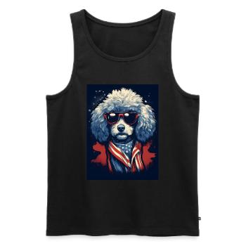 Cooler Pudel mit Sonnenbrille - Männer Premium Bio Tank Top - Schwarz - Vorne - Michal (187cm)