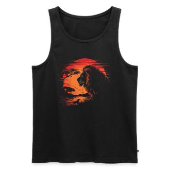 Löwe Wildkatze - Männer Premium Bio Tank Top - Schwarz - Vorne - AI Model Male 178 light (178cm)