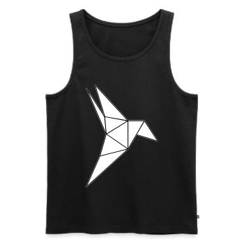 Colibri Origami Oiseau - Débardeur bio Premium Homme - noir - Devant - Michal (187cm)