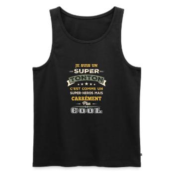Super Tonton - Cadeaux Tonton - Débardeur bio Premium Homme - noir - Devant - AI Model Male 178 light (178cm)