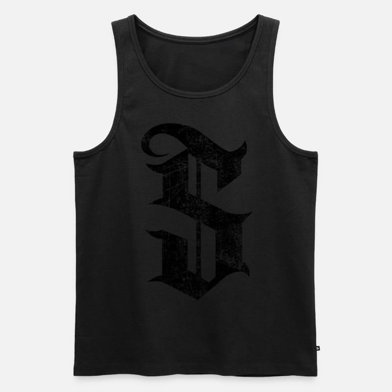Tshirt alphabet initial S - Men's Premium Organic Tank Top - undefined