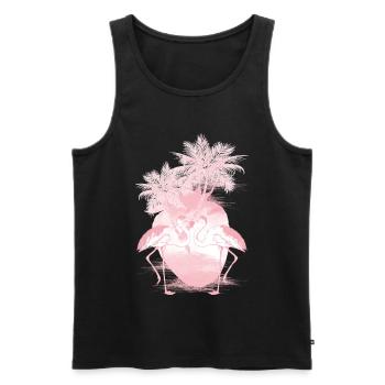 Palm Flamants Roses d’été - Débardeur bio Premium Homme - noir - Devant - Michal (187cm)