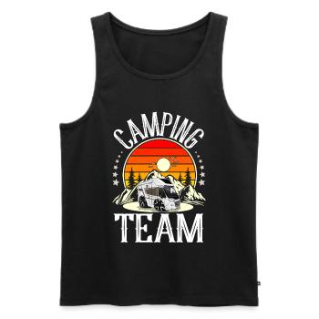 Camping Team - Männer Premium Bio Tank Top - Schwarz - Vorne - AI Model Male 178 light (178cm)