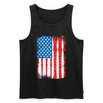 4 juillet USA Flûte - Débardeur bio Premium Homme - noir - Devant - AI Model Male 178 light (178cm)