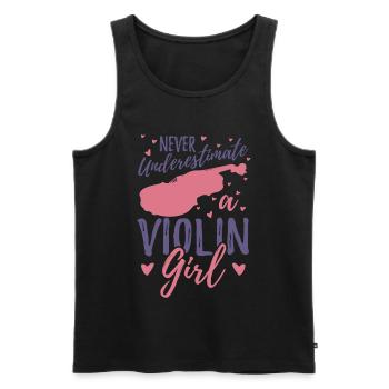 Never underestimate a violinist - Men's Premium Organic Tank Top - black - Front - AI Model Male 178 light (178cm)