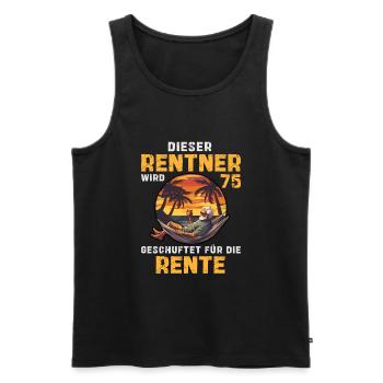 Rentner 75 Geburtstag Rente Arbeit Beruf Spruch - Männer Premium Bio Tank Top - Schwarz - Vorne - AI Model Male 178 light (178cm)