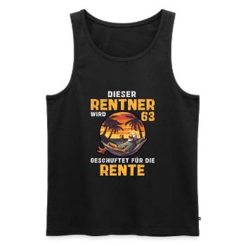 Funny Pensioner 63 Birthday Pension Seniors Saying - Men's Premium Organic Tank Top - black - Front - Michal (187cm)